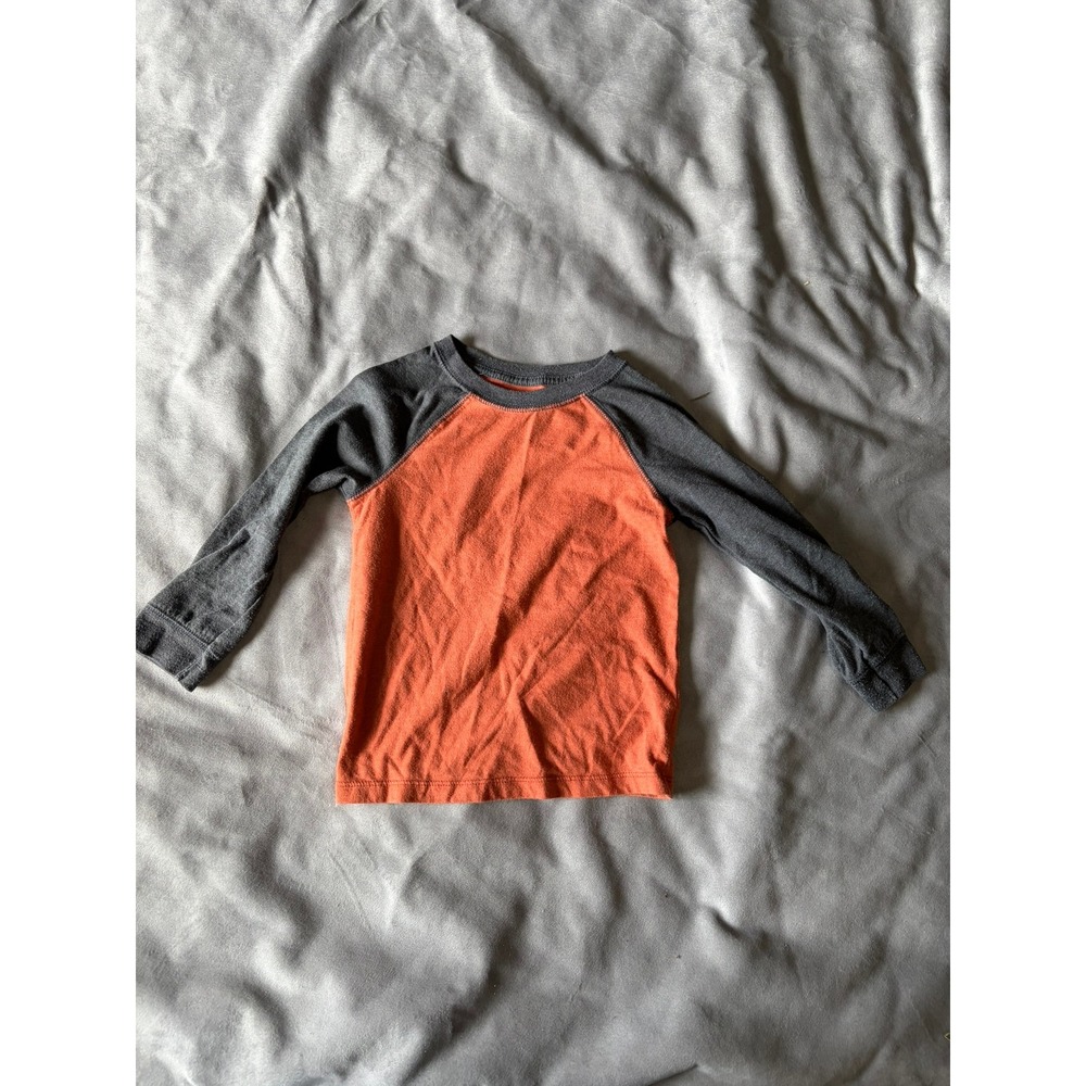 Cat & Jack Toddler Boys Orange and Gray Raglan Baseball Long Sleeve Tee 3T